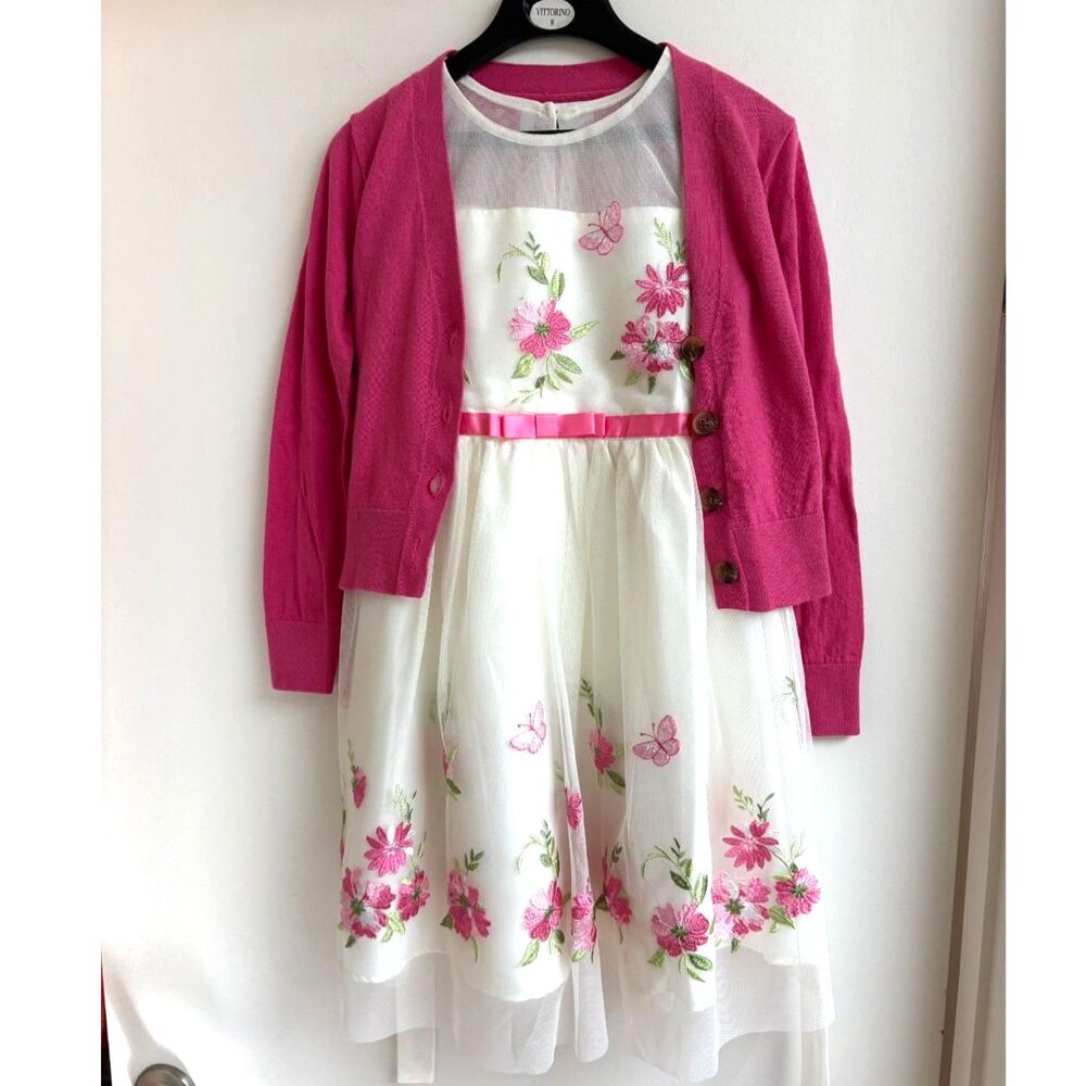 Jona Michelle Girls 6 Dress Bundle Pink White Floral Tulle Cardigan Formal Gown - Picture 2 of 12